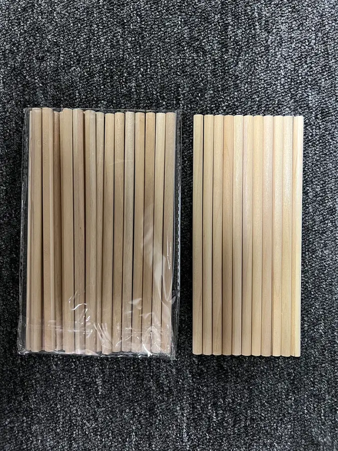 Company sample snapshot of unfinished natural wooden pencil bodies
