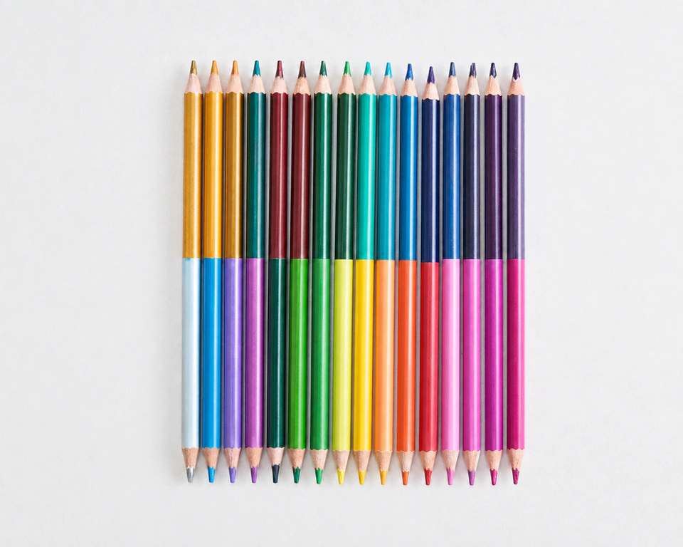 Double-ended color pencils; product and finish reference