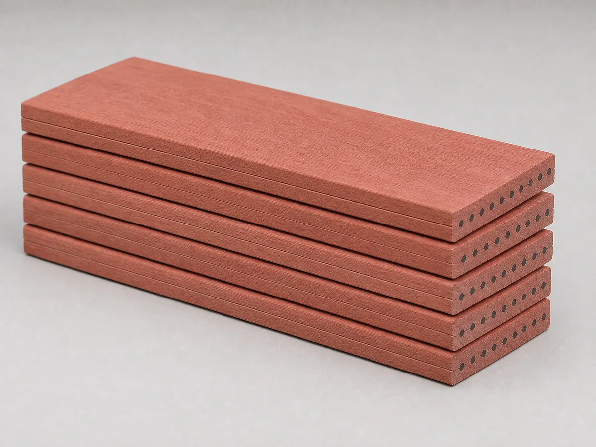 Pressed sandwich pencil boards with embedded graphite cores visible at the cut ends