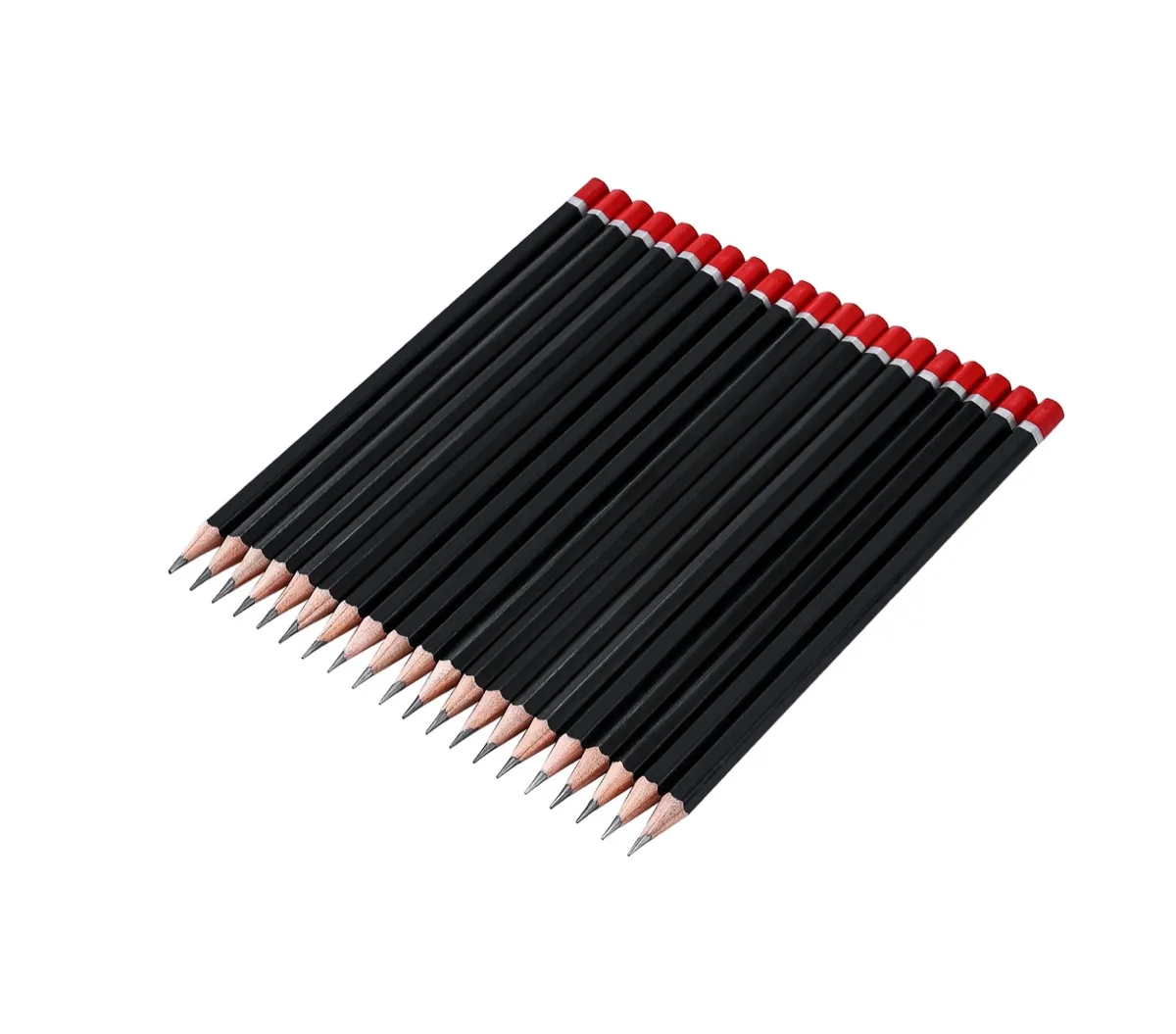 Finished black graphite pencils with erasers for importers and distributors