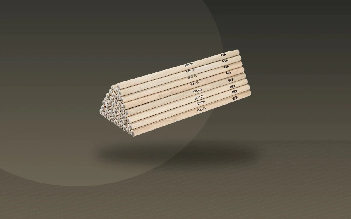 Unbranded natural blank pencils before final branding or packing